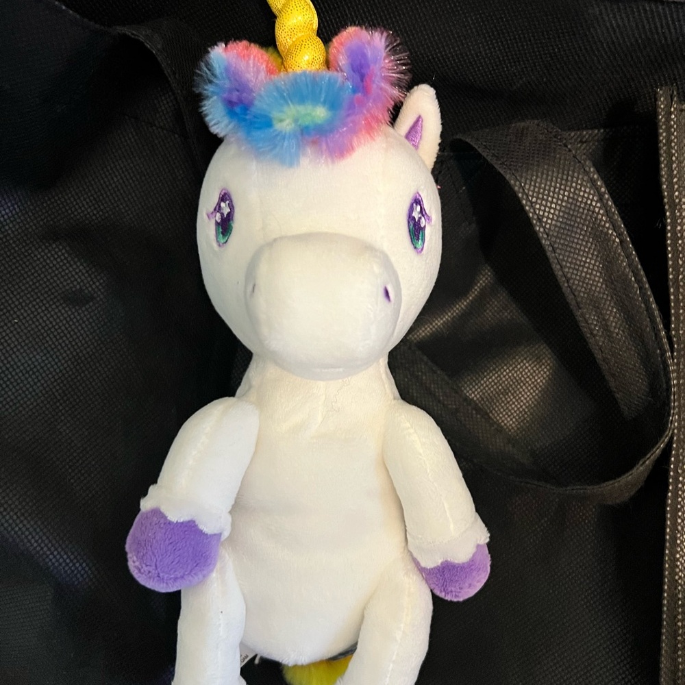 Plush Unicorn Toy with Rainbow Mane
